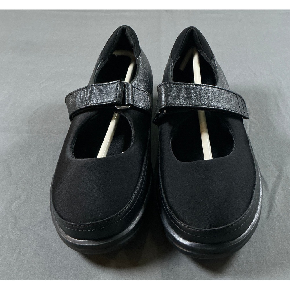 Apex A350W Womens 5.5 Wide Black Leather Mary Jane Slip Resistant Comfort Shoes